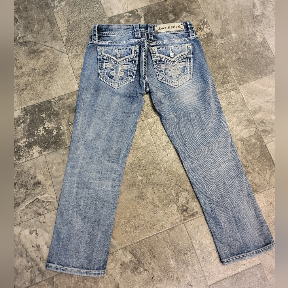 Rock Revival Faded Light Blue Cropped Ankle Jeans